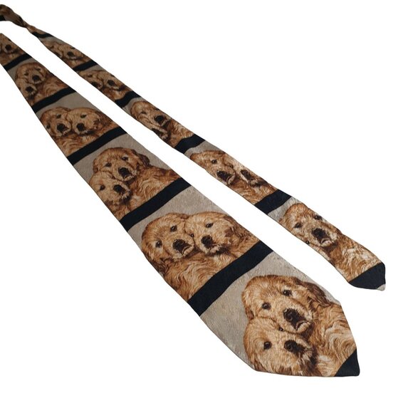 Golden Retriever Print Silk Tie By Puritan 1998 Good As Gold John Weiss Vet - Picture 1 of 4